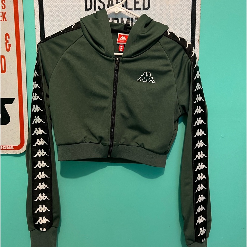 Kappa Pine green cropped jacket with Hood.